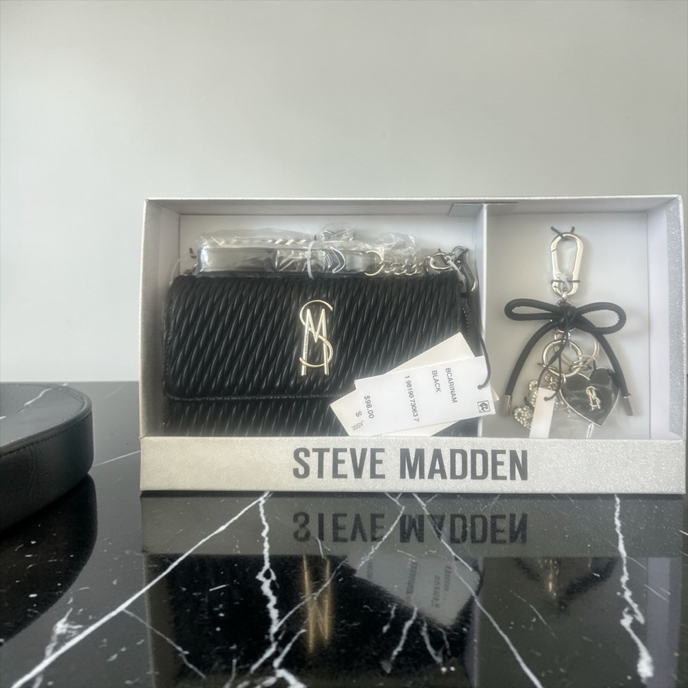 Steve Madden Black Crossbody Bag with Keychain NWT